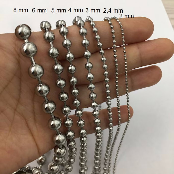 Lant inox militar cu bilute army 60 cm si 5 mm grosime [8]