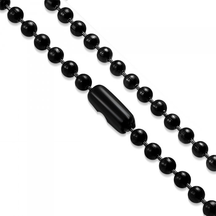 Lant negru militar cu bilute din inox 60 cm si 2.5 mm grosime - LSL0298 [1]