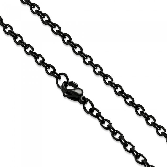 Lant negru inox cu zale ovale 60 cm si 3 mm LSL0324 [1]
