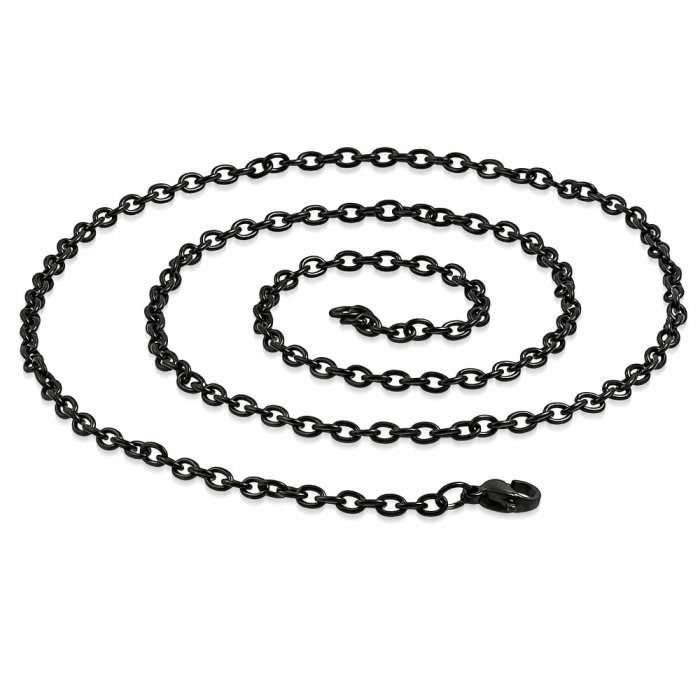 Lant negru inox cu zale ovale 60 cm si 3 mm LSL0324 [2]