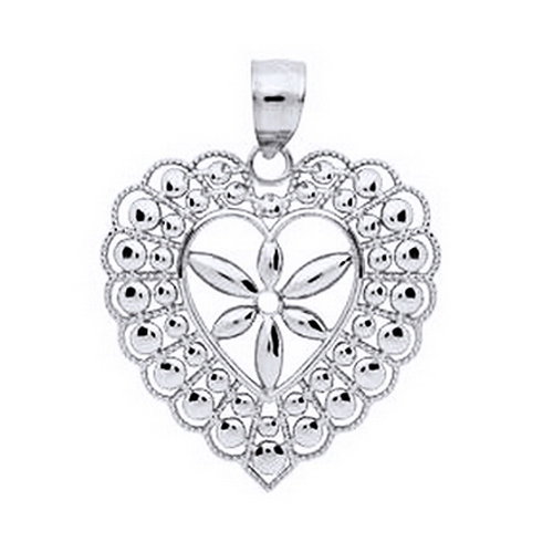 Pandant argint 925 rodiat inimioara cu floricica - Be Nature, Be Special [1]