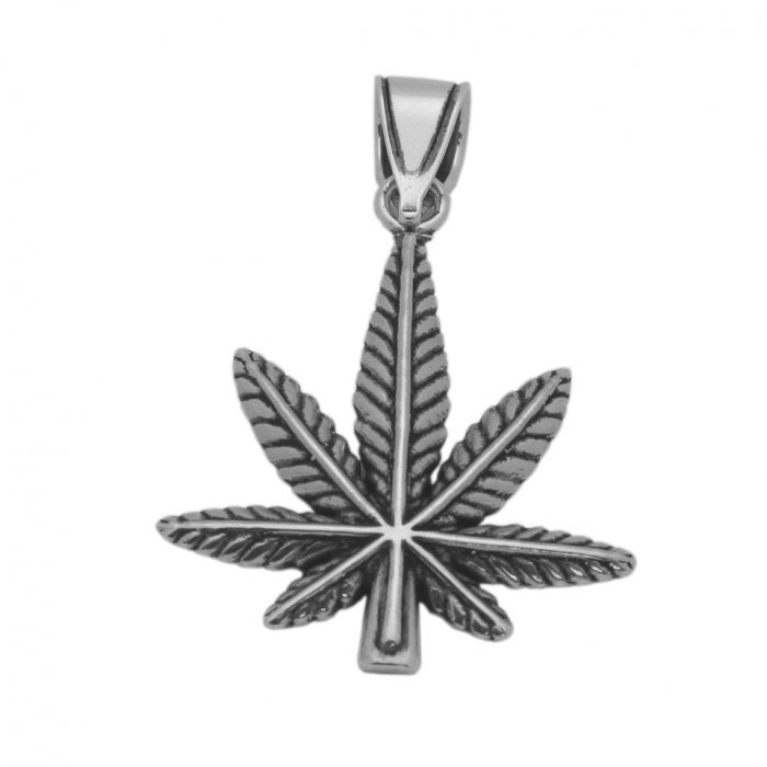 Pandantiv argint 925 oxidat frunza de marijuana PSX0629 [1]