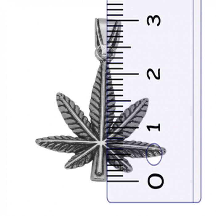 Pandantiv argint 925 oxidat frunza de marijuana PSX0629 [3]