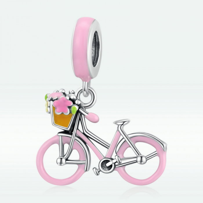 Pandantiv argint bicicleta roz [6]