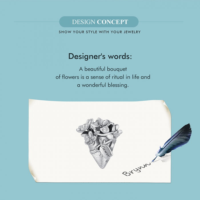 Pandantiv argint Buchet de Flori [10]