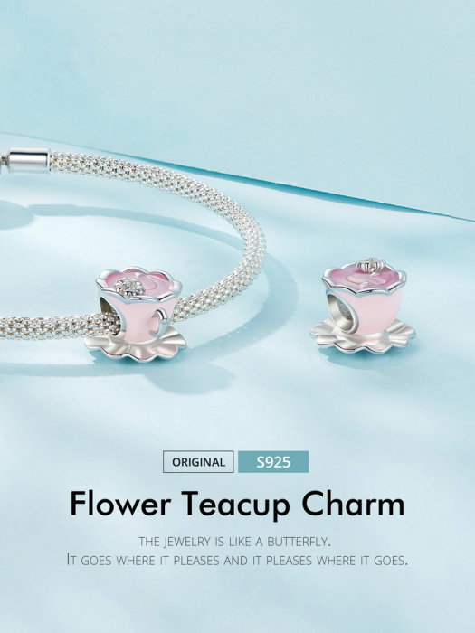 Pandantiv argint ceasca de ceai floral [13]