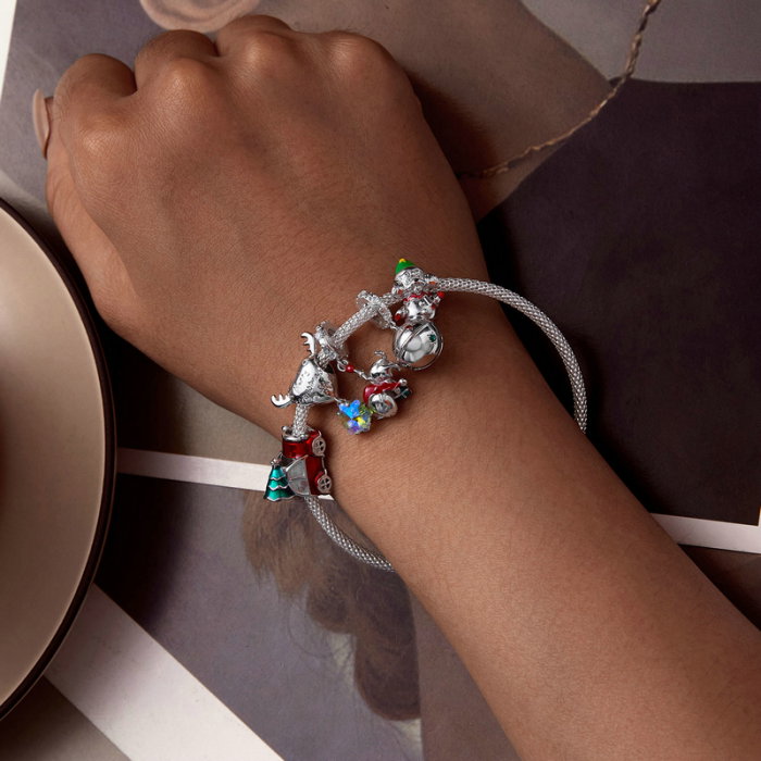 Pandantiv argint Christmas cu ren si fulg de nea [16]