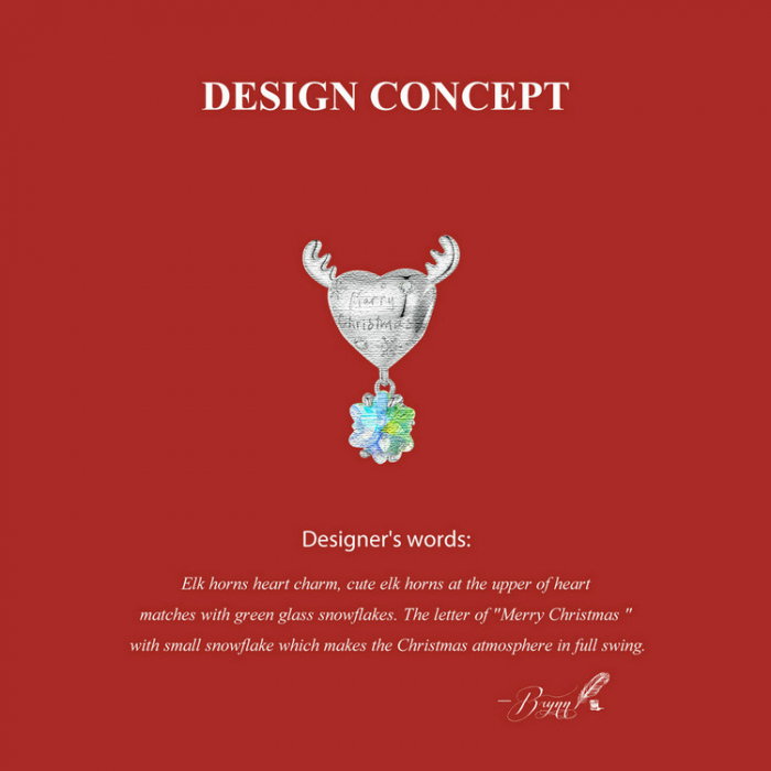 Pandantiv argint Christmas cu ren si fulg de nea [18]