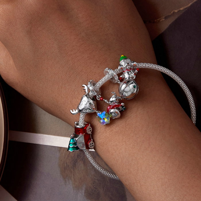 Pandantiv argint Christmas cu ren si fulg de nea [14]