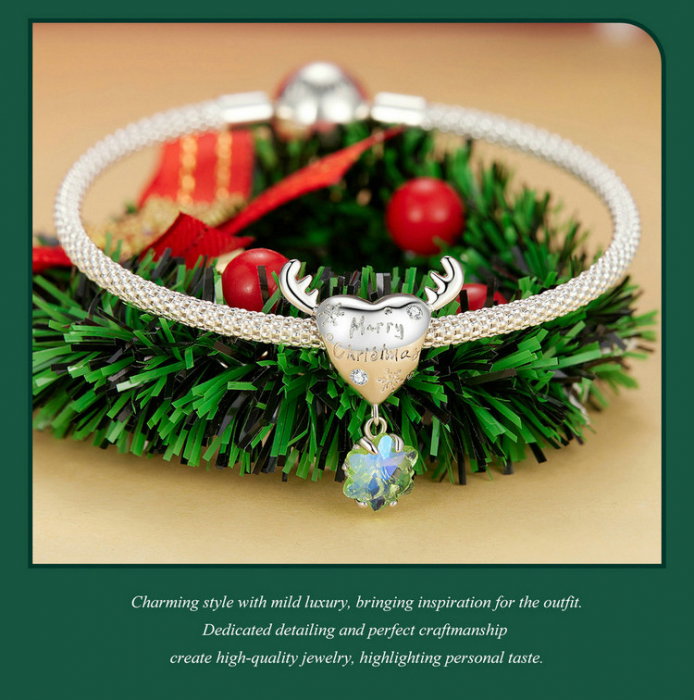 Pandantiv argint Christmas cu ren si fulg de nea [17]