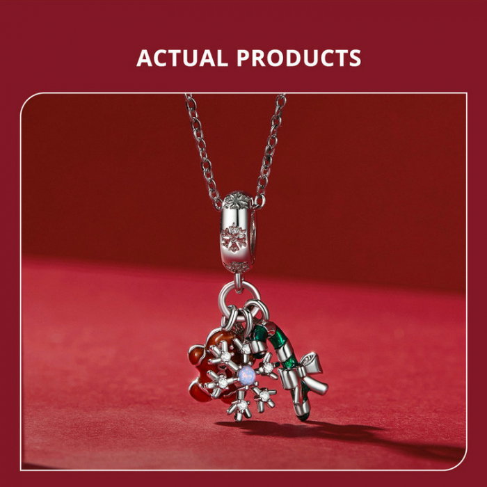 Pandantiv argint  Christmas cu turta dulce si fulg de nea [9]