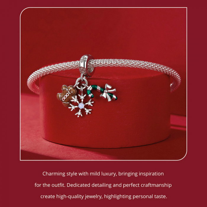 Pandantiv argint  Christmas cu turta dulce si fulg de nea [11]