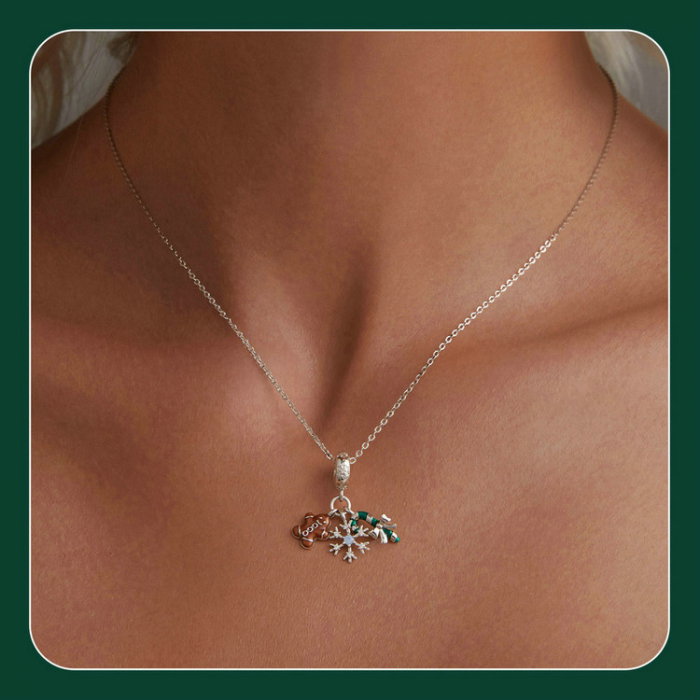 Pandantiv argint  Christmas cu turta dulce si fulg de nea [2]