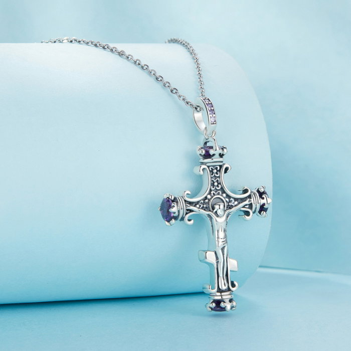 Pandantiv argint cruce cu zirconii [4]