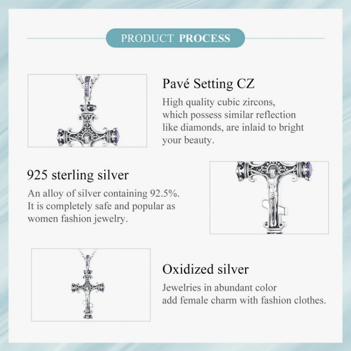 Pandantiv argint cruce cu zirconii [10]