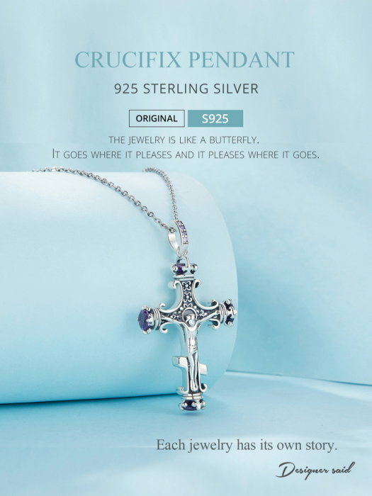 Pandantiv argint cruce cu zirconii [6]