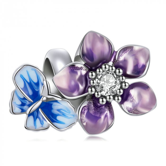 Pandantiv argint cu floare si fluture [1]