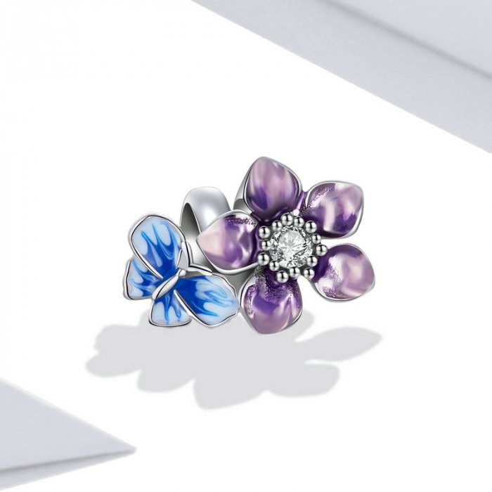 Pandantiv argint cu floare si fluture [2]