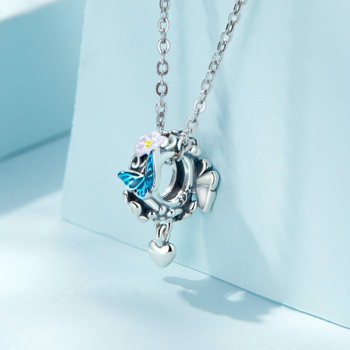 Pandantiv argint cu flori si fluturas [2]