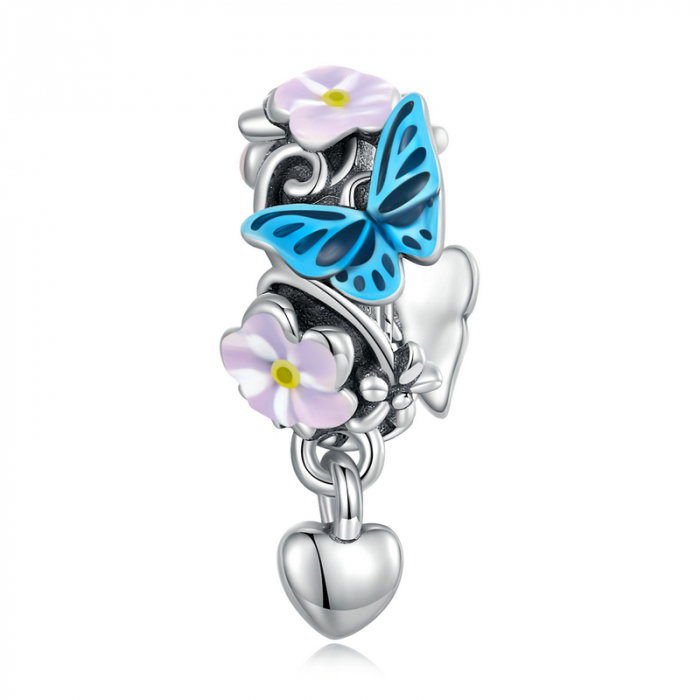 Pandantiv argint cu flori si fluturas [1]