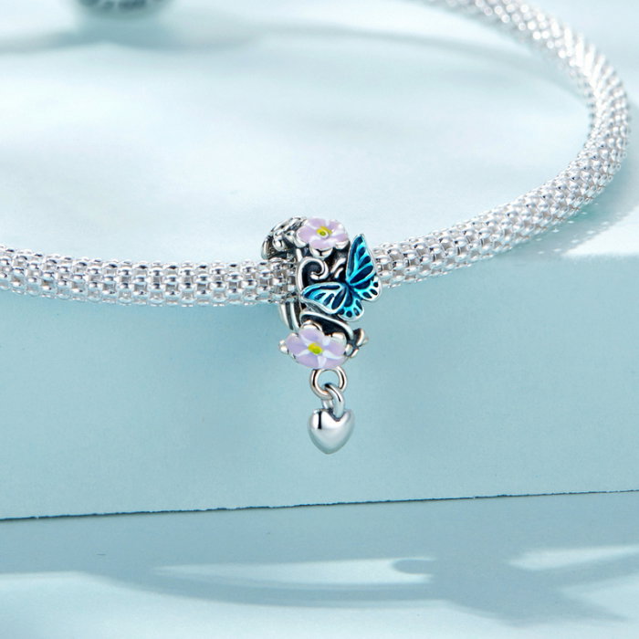 Pandantiv argint cu flori si fluturas [3]