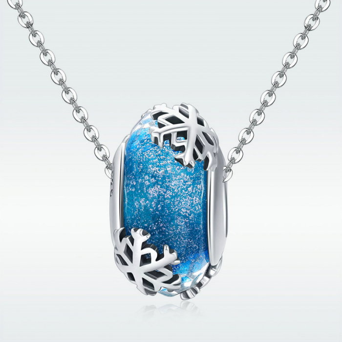 Pandantiv argint cu fulgi de nea si murano [7]