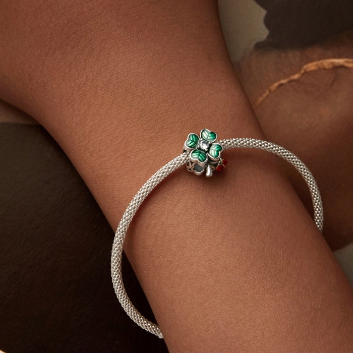 Pandantiv argint cu trifoi cu 4 foi si gargarita [4]