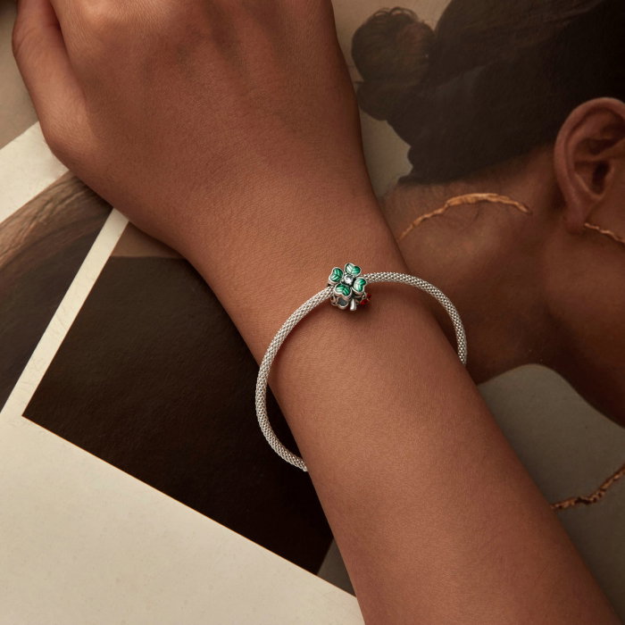 Pandantiv argint cu trifoi cu 4 foi si gargarita [2]