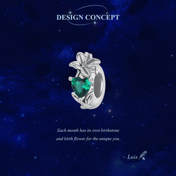 Pandantiv argint cu zirconiu inimioara si crin [7]