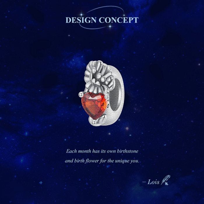 Pandantiv argint cu zirconiu inimioara si garoafa [14]