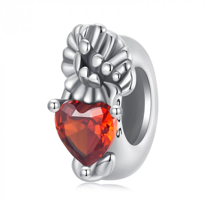 Pandantiv argint cu zirconiu inimioara si garoafa [1]