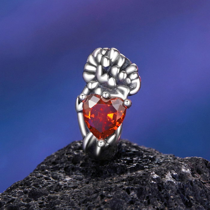 Pandantiv argint cu zirconiu inimioara si garoafa [3]