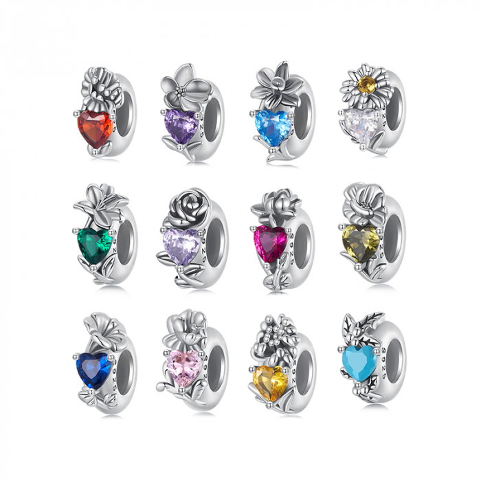 Pandantiv argint cu zirconiu inimioara si garoafa [13]