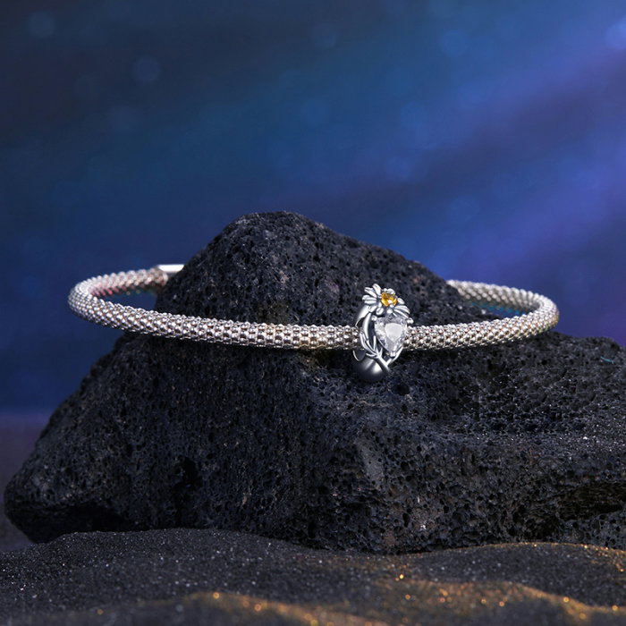 Pandantiv argint cu zirconiu inimioara si margareta [6]