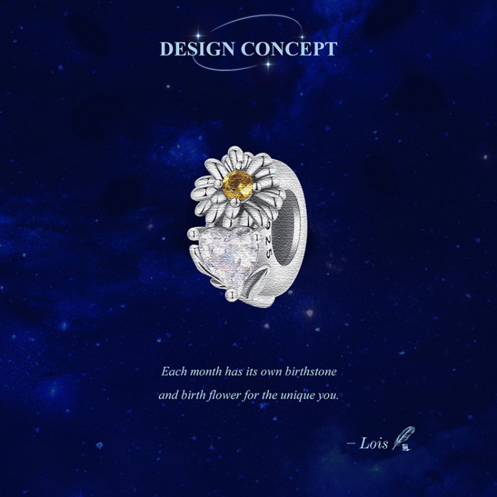 Pandantiv argint cu zirconiu inimioara si margareta [15]