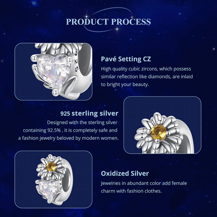 Pandantiv argint cu zirconiu inimioara si margareta [7]