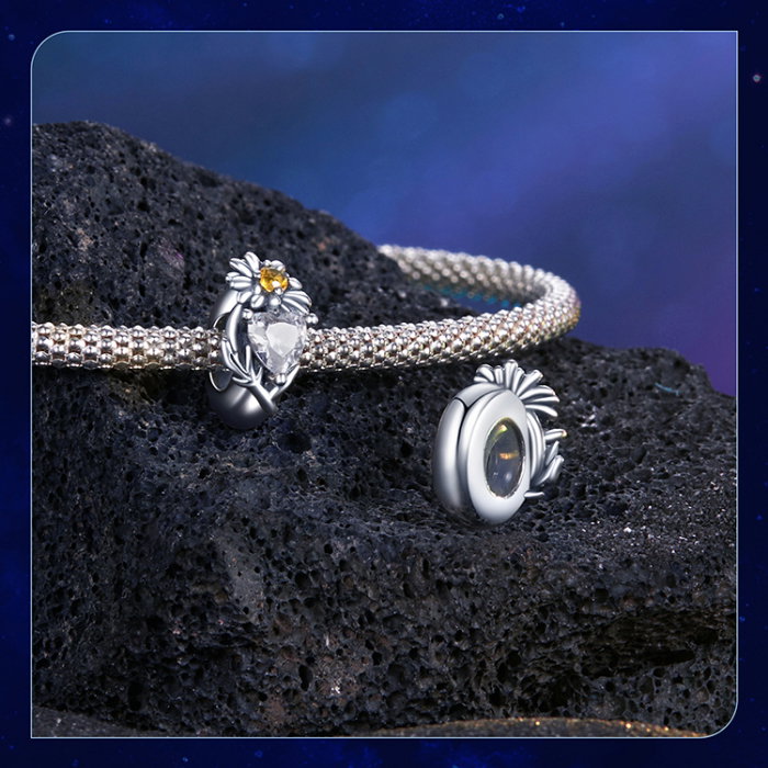 Pandantiv argint cu zirconiu inimioara si margareta [12]