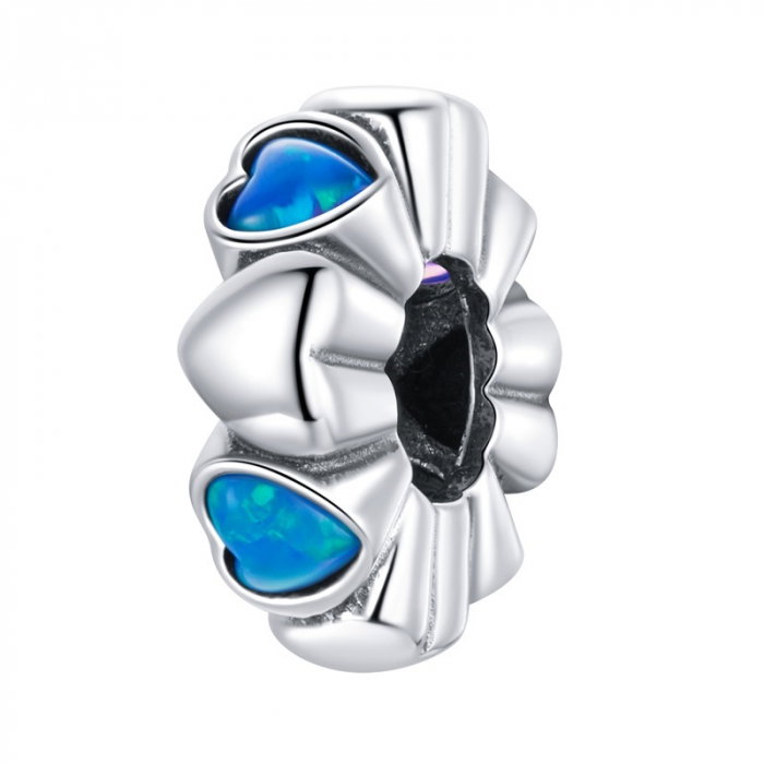 Pandantiv argint distantier cu inimioare din opal [1]