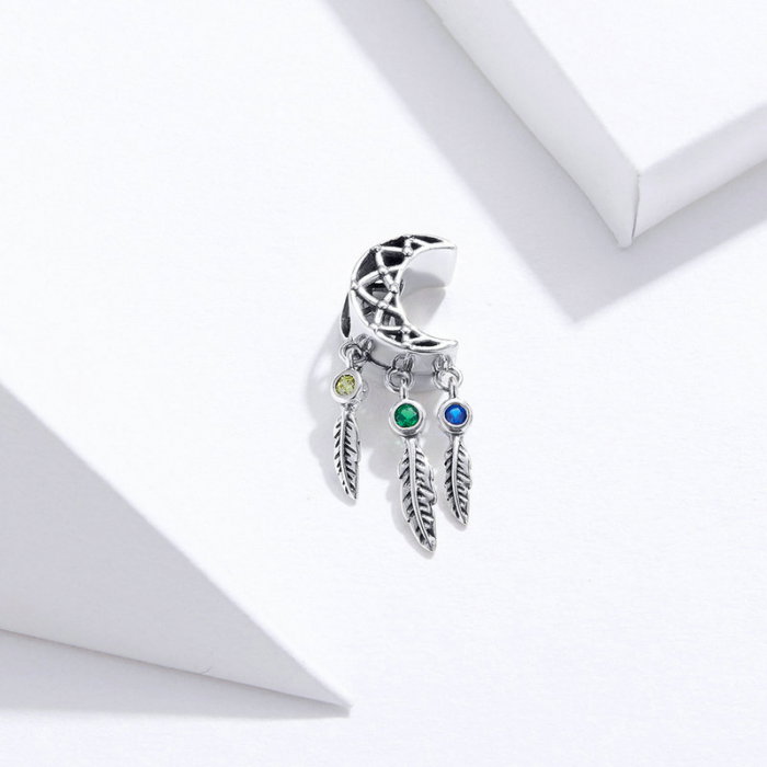 Pandantiv argint Dream Catcher cu luna si pene [2]