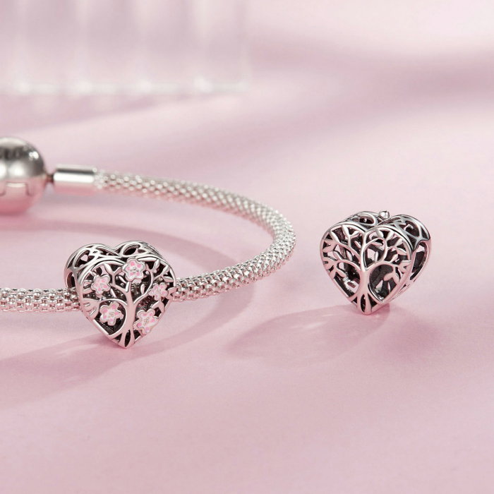 Pandantiv argint inimioara cu floarea vietii [7]