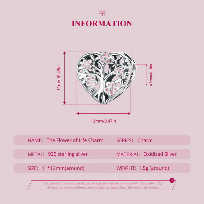 Pandantiv argint inimioara cu floarea vietii [10]