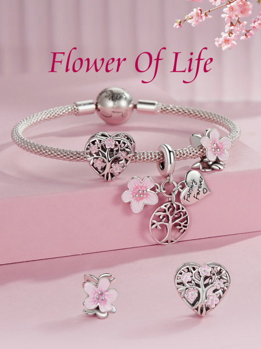 Pandantiv argint inimioara cu floarea vietii [13]