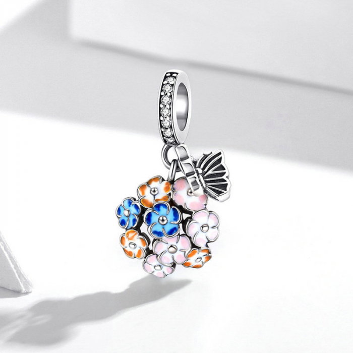 Pandantiv argint flori colorate [3]