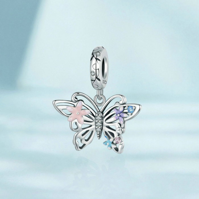 Pandantiv argint fluture si flori [3]