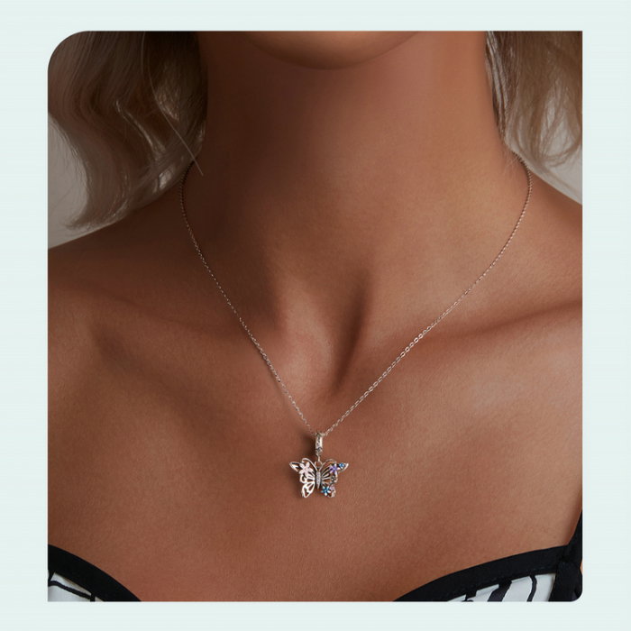 Pandantiv argint fluture si flori [12]