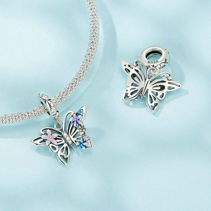 Pandantiv argint fluture si flori [7]