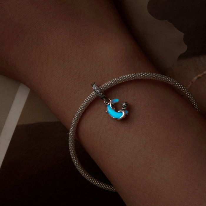 Pandantiv argint fosforescent cu luna si pisicuta [10]