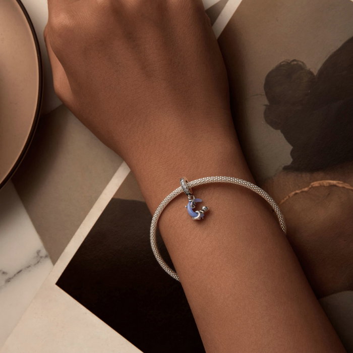 Pandantiv argint fosforescent cu luna si pisicuta [2]