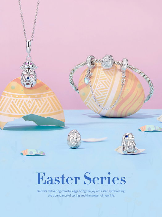 Pandantiv argint iepuras cu ou de Paste [8]