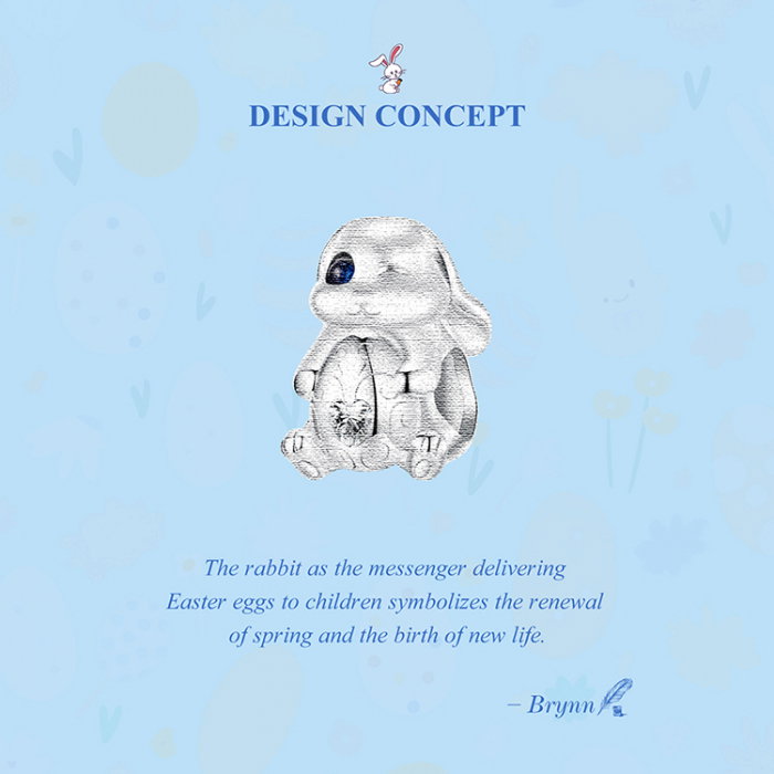 Pandantiv argint iepuras cu ou de Paste [10]